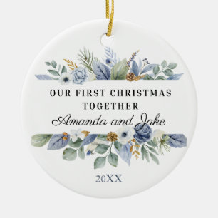 Unsere erste Weihnachtsfeier zusammen Aquarellgrün Keramik Ornament