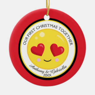 Unsere erste Weihnachtsfeier zusammen Liebe Emoji  Keramikornament