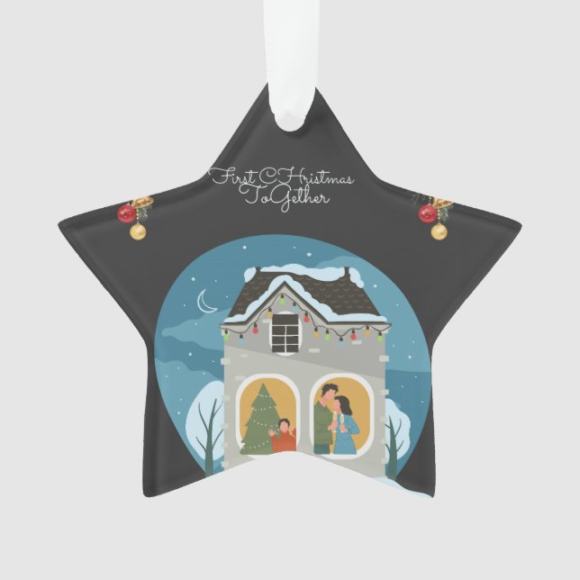 Unsere erste Weihnachtsfeier zusammen mit Familien Ornament (Vorderseite)