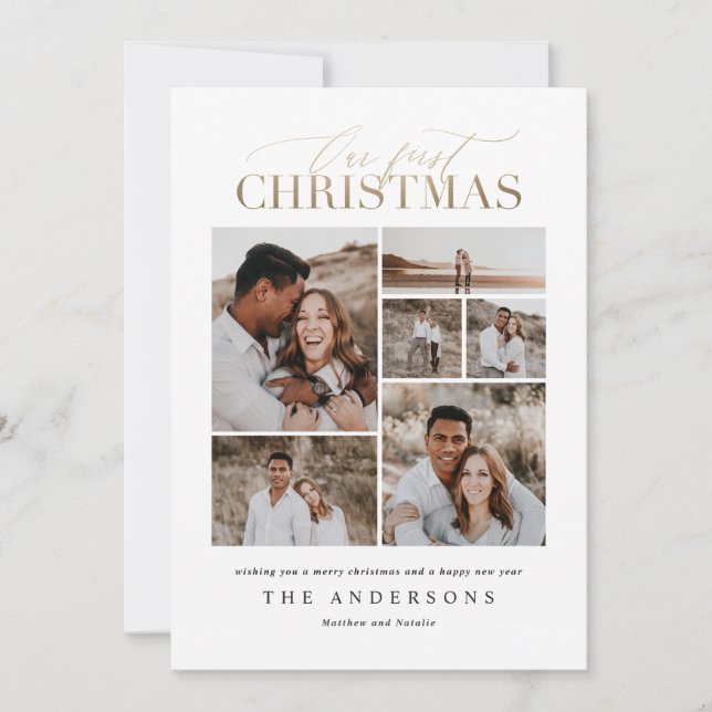 Unsere erste WeihnachtsFoto Tartan-Feiertagskarte Dankeskarte