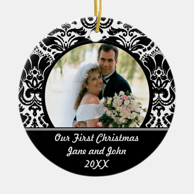 Unsere erste WeihnachtsFoto-Verzierung Keramik Ornament (Vorne)