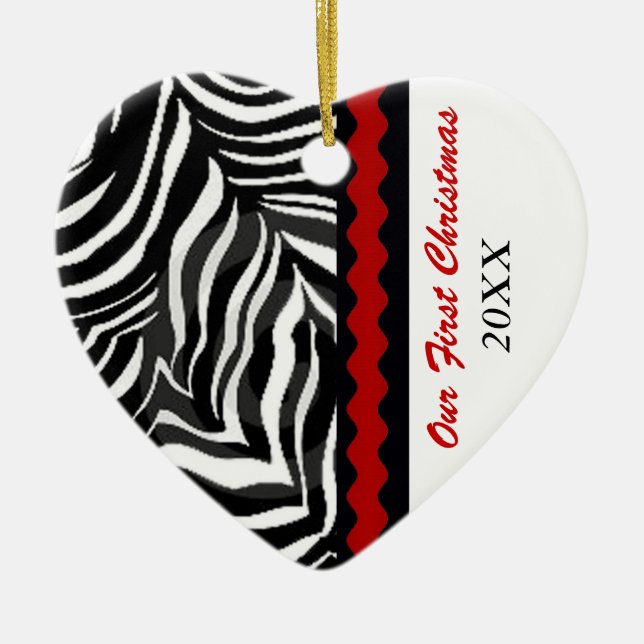 Unsere erste WeihnachtsFoto-Verzierungs-Schablone Keramik Ornament (Vorne)