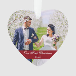 Unsere erste Weihnachtshochzeits-Herz-Verzierung Ornament