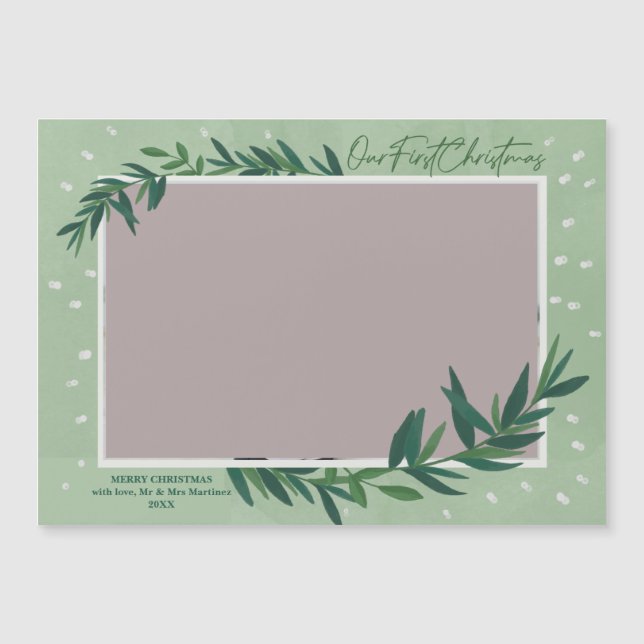 Unsere erste Weihnachtskarte für botanisches Foto  Magnetkarte (Vorderseite)