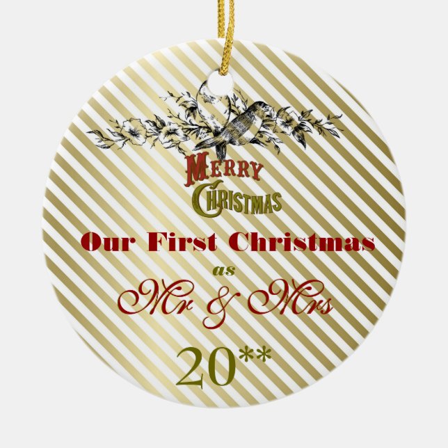 Unsere erste Weihnachtszusammen Retro Verzierung Keramik Ornament (Vorne)