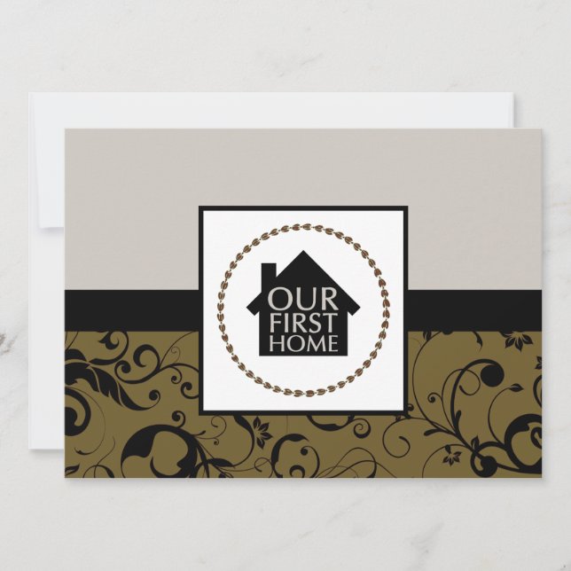 unsere erste Zuhause (Damast) Einladung (Vorderseite)