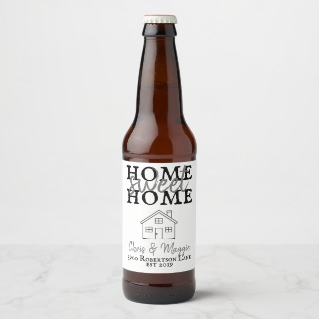 UNSERE ERSTE ZUHAUSE / Hochzeitsgeschenk / neue Zu Bierflaschenetikett (Vorderseite)