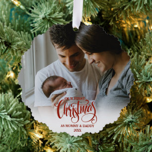 Unsere ersten Eltern für Mama und Papa Ornament Karte