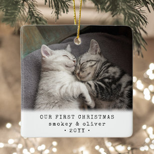 Unsere ersten Weihnachten 2 Katzen oder irgendein  Keramikornament