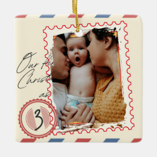 Unsere ersten Weihnachten als drei Keramikornament
