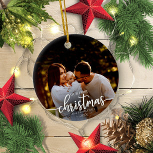 Unsere ersten Weihnachten als eine Familie von 3 w Keramik Ornament