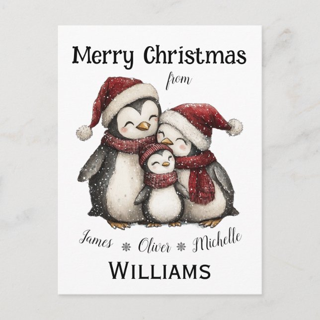 Unsere ersten Weihnachten als Familie der drei Pin Postkarte (Vorderseite)