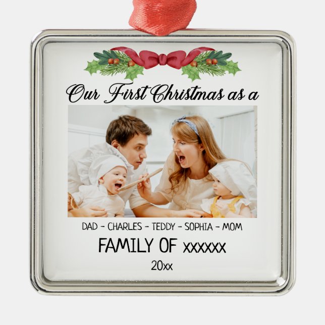 Unsere ersten Weihnachten als Familie mit maßgesch Ornament Aus Metall (Vorne)