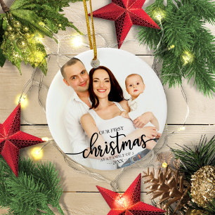 Unsere ersten Weihnachten als Familie von 3 elegan Keramik Ornament