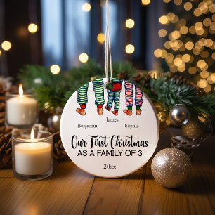 Unsere ersten Weihnachten als Familie von 3 indivi Keramik Ornament
