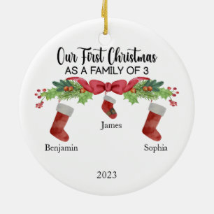 Unsere ersten Weihnachten als Familie von 3 indivi Keramik Ornament