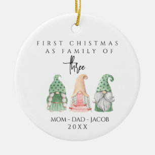Unsere ersten Weihnachten als Familie von 3 indivi Keramik Ornament