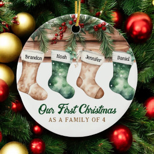 Unsere ersten Weihnachten als Familie von 4 Ferien Keramik Ornament