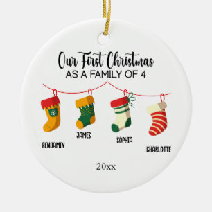 Unsere ersten Weihnachten als Familie von 4 indivi Keramik Ornament