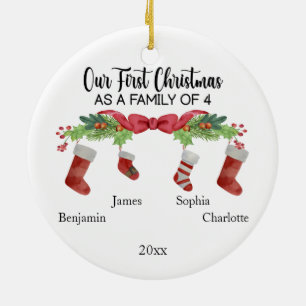 Unsere ersten Weihnachten als Familie von 4 indivi Keramik Ornament