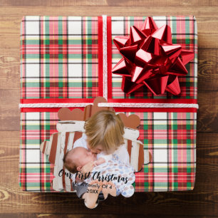 Unsere ersten Weihnachten als Familie von 4 Ornament Karte