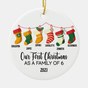 Unsere ersten Weihnachten als Familie von 6 indivi Keramik Ornament
