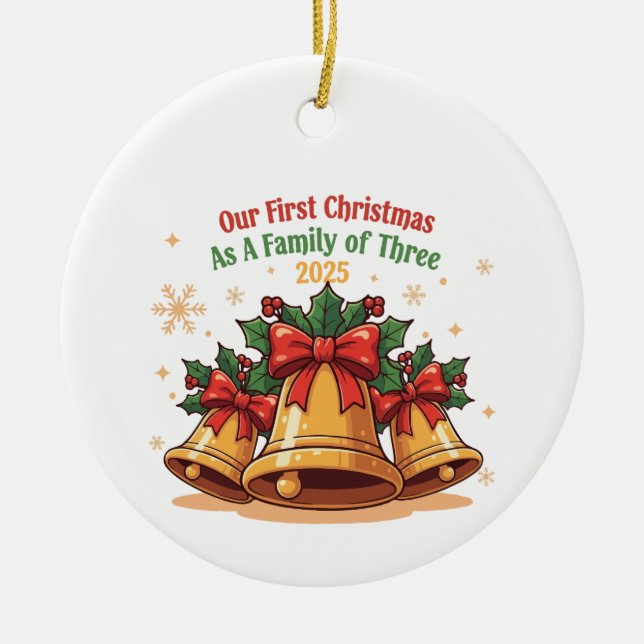 Unsere ersten Weihnachten als Familie von drei 202 Keramik Ornament (Vorne)