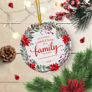 Unsere ersten Weihnachten als Familie von drei rus Keramik Ornament