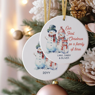 Unsere ersten Weihnachten als Familie von drei Sch Keramik Ornament