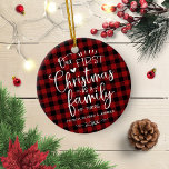 Unsere ersten Weihnachten als familiengeführtes ru Keramik Ornament<br><div class="desc">Unsere ersten Weihnachten als eine Familie rustikale Bauernhof Keramik Ornament</div>