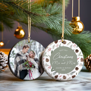 Unsere ersten Weihnachten als Foto und Mr. Keramik Ornament