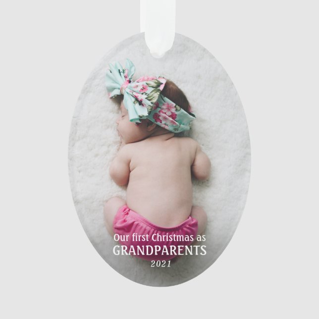Unsere ersten Weihnachten als Großeltern | Baby-Fo Ornament (Vorderseite)
