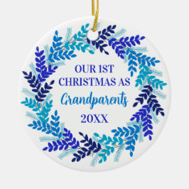 Unsere ersten Weihnachten als Großeltern Blue Wrea Keramik Ornament