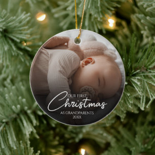 Unsere ersten Weihnachten als Großeltern Elegantes Keramik Ornament