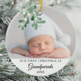 Unsere ersten Weihnachten als Großeltern Foto Keramik Ornament