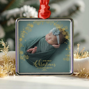 Unsere ersten Weihnachten als Großeltern Foto Orna Ornament Aus Metall