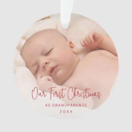 Unsere ersten Weihnachten als Großeltern Foto Red Ornament