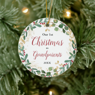 Unsere ersten Weihnachten als Großeltern grün Go Keramik Ornament