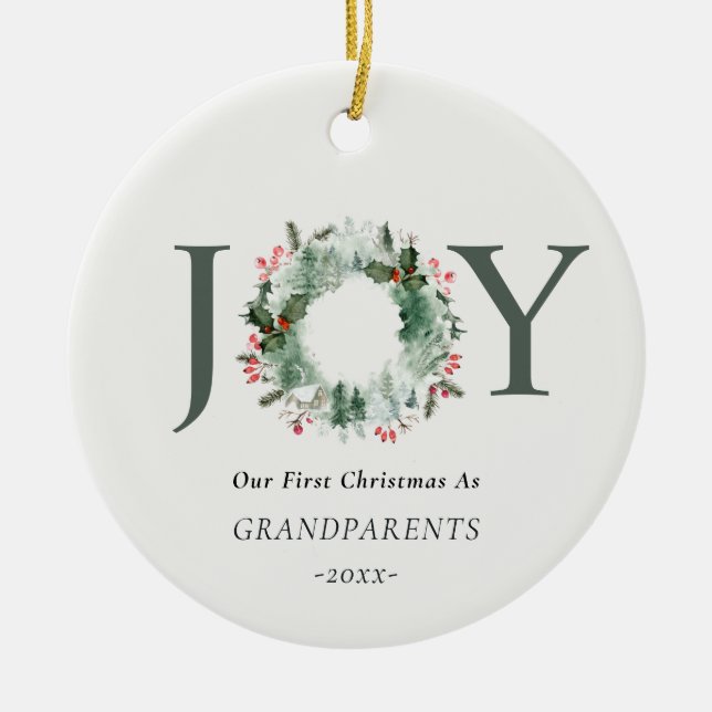Unsere ersten Weihnachten als Großeltern Joy Foto Keramik Ornament (Vorne)