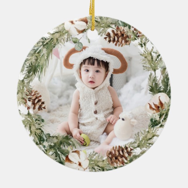 Unsere ersten Weihnachten als Großeltern Joy Foto Keramik Ornament (Hinten)
