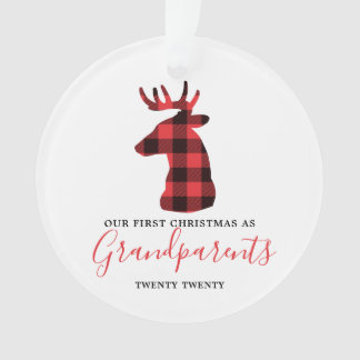 Unsere ersten Weihnachten als Großeltern Kariertes Ornament