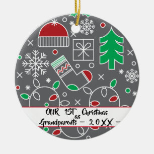 Unsere ersten Weihnachten als Großeltern Keramik Ornament