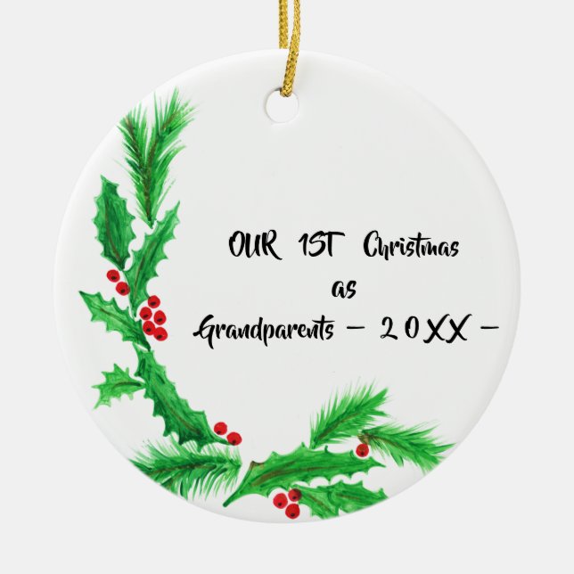 Unsere ersten Weihnachten als Großeltern Keramik Ornament (Vorne)