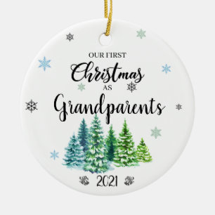 Unsere ersten Weihnachten als Großeltern Keramik Ornament
