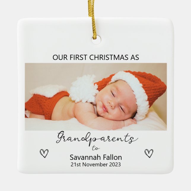 Unsere ersten Weihnachten als Großeltern Keramikornament (Vorderseite)