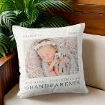 Unsere ersten Weihnachten als Großeltern Moderner  Kissen<br><div class="desc">Design besteht aus modernem,  schicken Typografie mit Sans Serif und Serif Schriftart. Fügen Sie ein individuelles Foto von Baby und Jahr hinzu.</div>