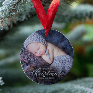 Unsere ersten Weihnachten als Großeltern Silberstr Ornament
