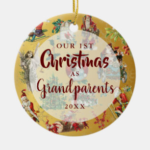 Unsere ersten Weihnachten als Großeltern Vintages Keramik Ornament