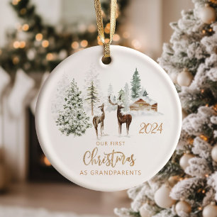 Unsere ersten Weihnachten als Großelternwälder Keramik Ornament