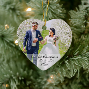 Unsere ersten Weihnachten als Herr. & Mrs. 2 Foto Keramik Ornament